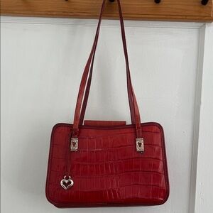Brighton Crimson Croc-Embossed Shoulder Bag